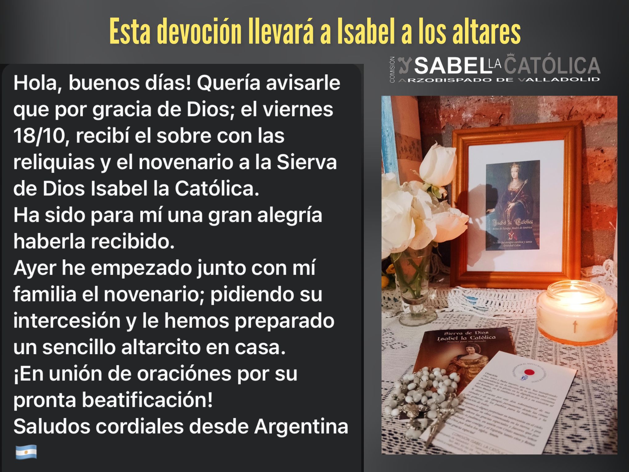 Testimonio (novenario/altarcito)